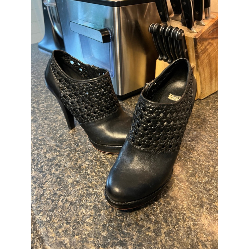 UGG Australia Fatima Genuine Sheepskin Woven Platform Booties